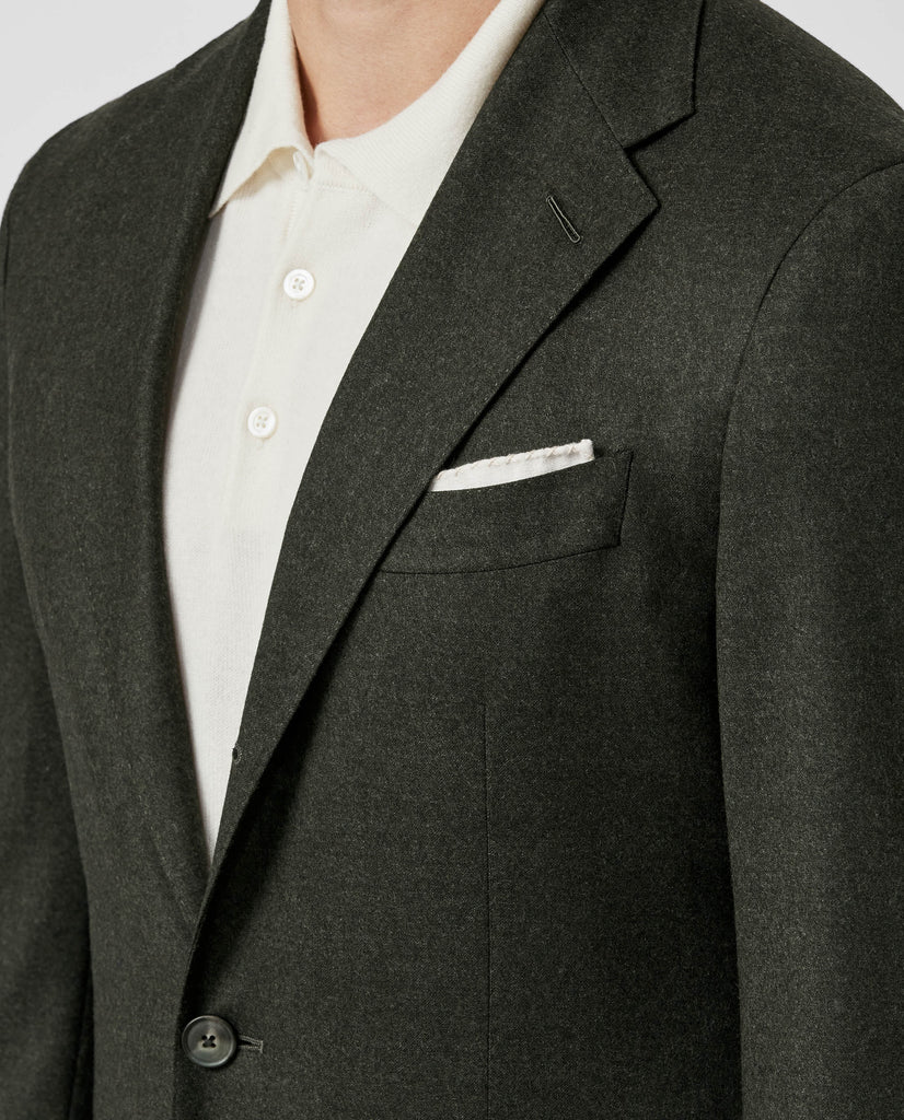 Trousers Barberis Canonico Forest Green Flannel S120 Merino Wool with Natural Stretch