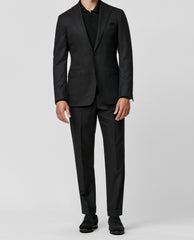 Trousers Barberis Canonico Black Flannel S120 Merino Wool with Natural Stretch
