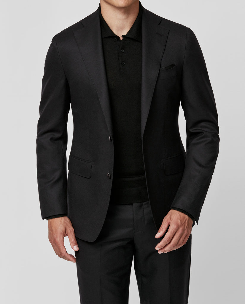Barberis Canonico All Black Flannel S120 Merino Wool with Natural Stretch