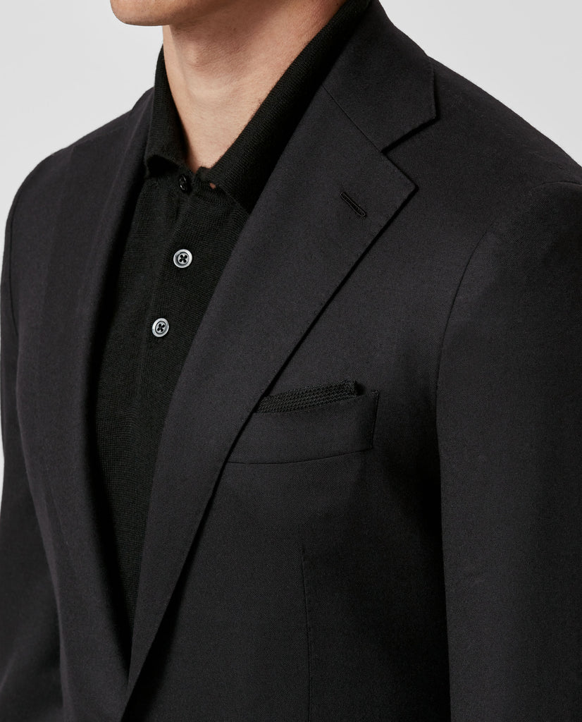 Barberis Canonico All Black Flannel S120 Merino Wool with Natural Stretch