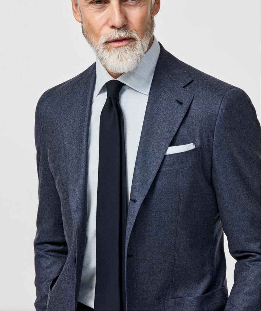 Barberis Canonico Storm Blue Flannel S120 Merino Wool with Natural Stretch