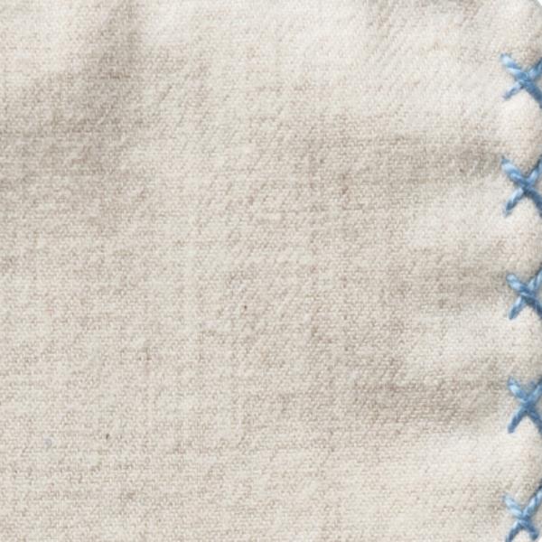 Beige Flannel - Light Blue Handstitched