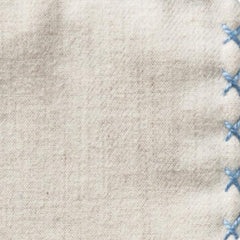 Beige Flannel - Light Blue Handstitched