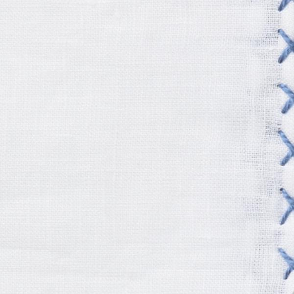 White Linen - Light Blue Handstitched