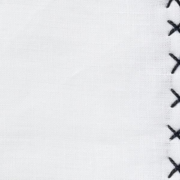White Linen - Midnight Blue Handstitched