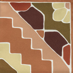 Light Copper Silk Twill With Brown-red Kilim Design And Light Copper Edges