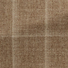 Delfino Light Amber Wool-silk-linen Sharkskin W/ Sand Windowpane
