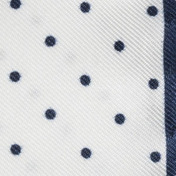 White Silk - Navy Polka Dot