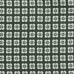 Dark Green Silk With Geometric Flower Print And Light Green Edge