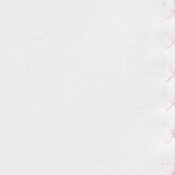 White Linen - Pale Pink Handstitched