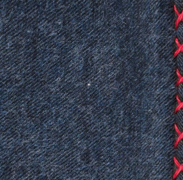Blue Flannel - Red Handstitched