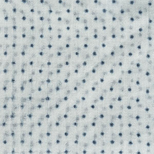 White Open-weave Wool With Navy Polka Dot