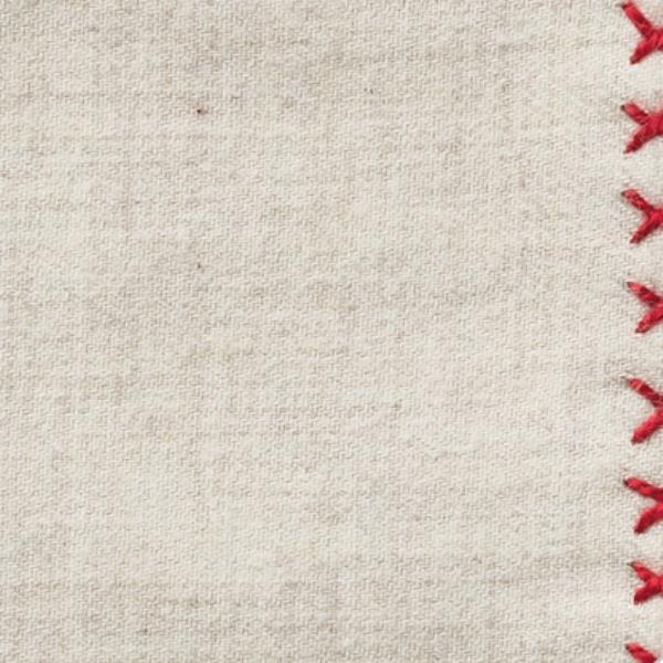 Beige Flannel - Red Handstitched