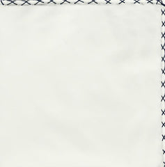 White Cotton Plain Weave With Midnight Blue Handstitching