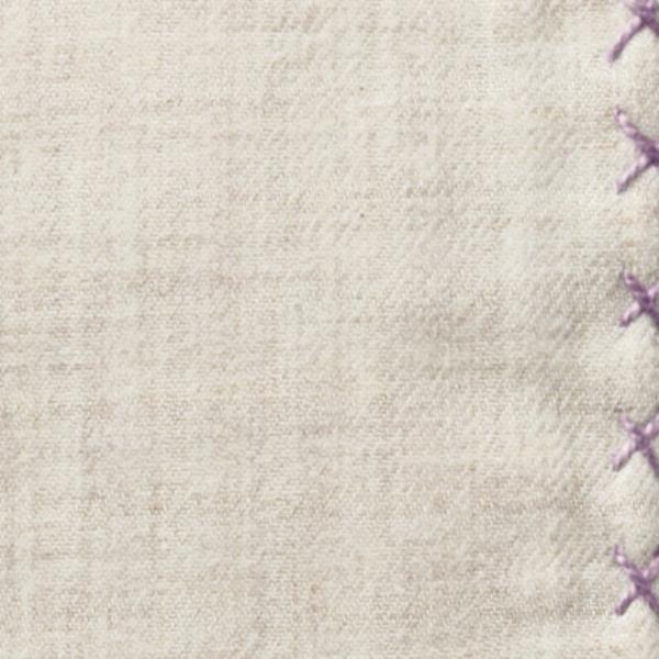 Beige Flannel - Purple Handstitched