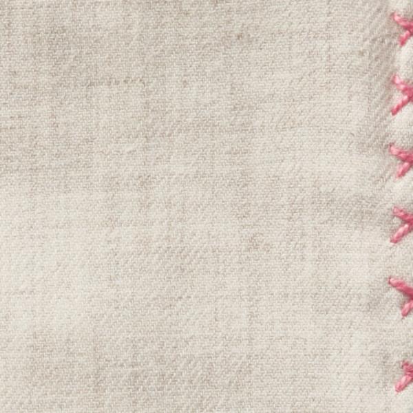 Beige Flannel - Pink Handstitched