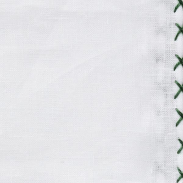 White Linen - Bottle Green Handstitched