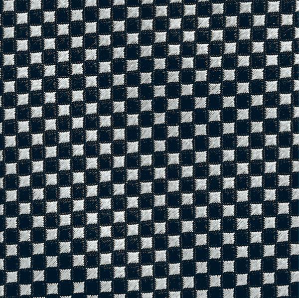 Black-silver Silk Jacquard With Checkerboard Pattern