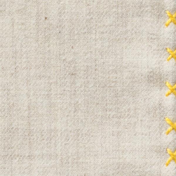 Beige Flannel - Yellow Handstitched