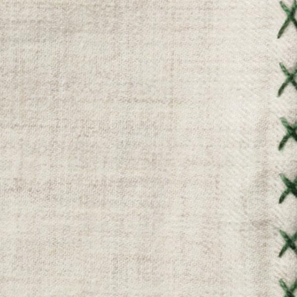Beige Flannel - Bottle Green Handstitched