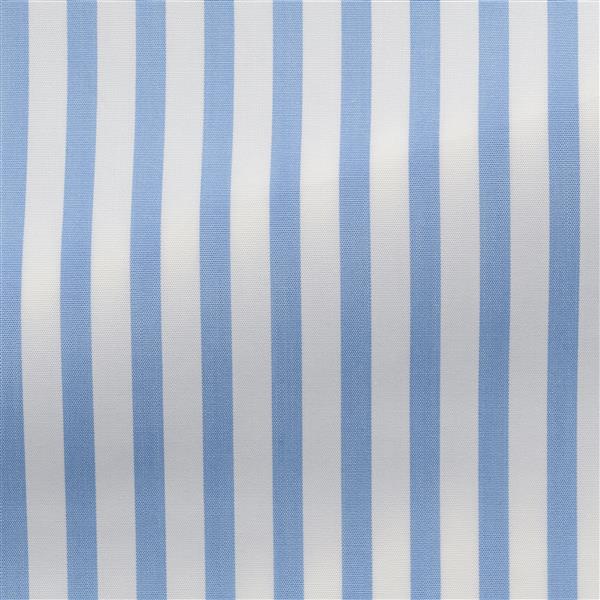 Thomas Mason White 100/2 Cotton Poplin With Light Blue Bold Stripes