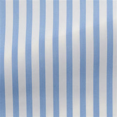 Thomas Mason White 100/2 Cotton Poplin With Light Blue Bold Stripes