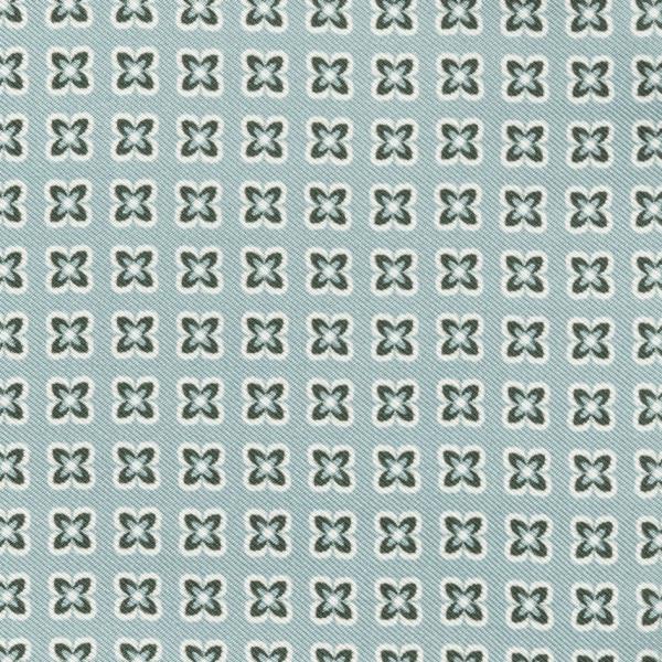 Mint Green Silk With Geometric Flower Print And Off-white Edge