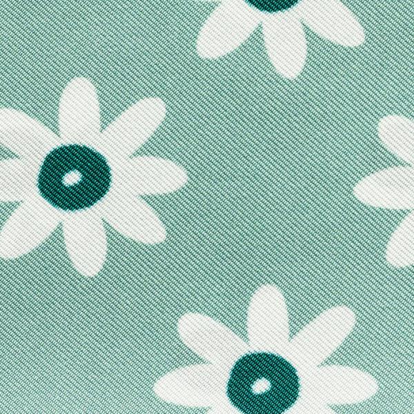 Mixed Green Silk Twill With White Flowers And Jade Green Edge
