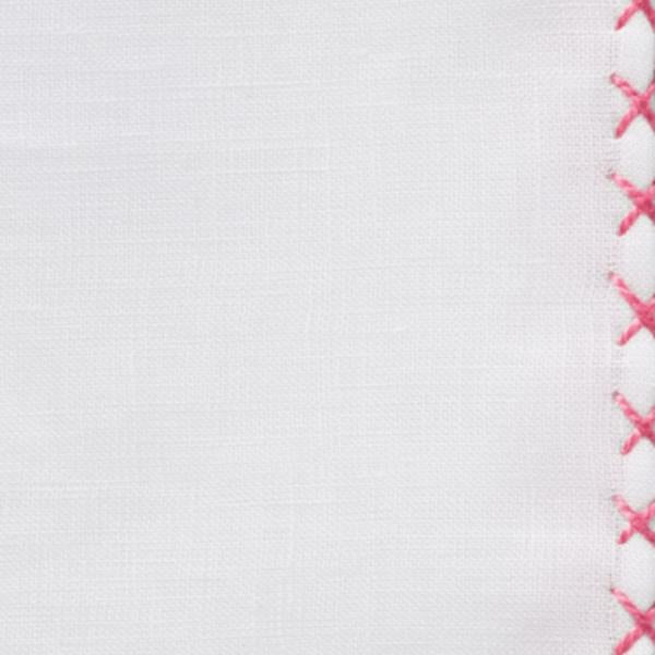 White Linen - Pink Handstitched