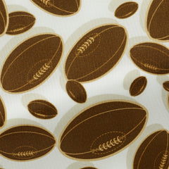 Fancy 462 Off White with Brown Rugby Balls