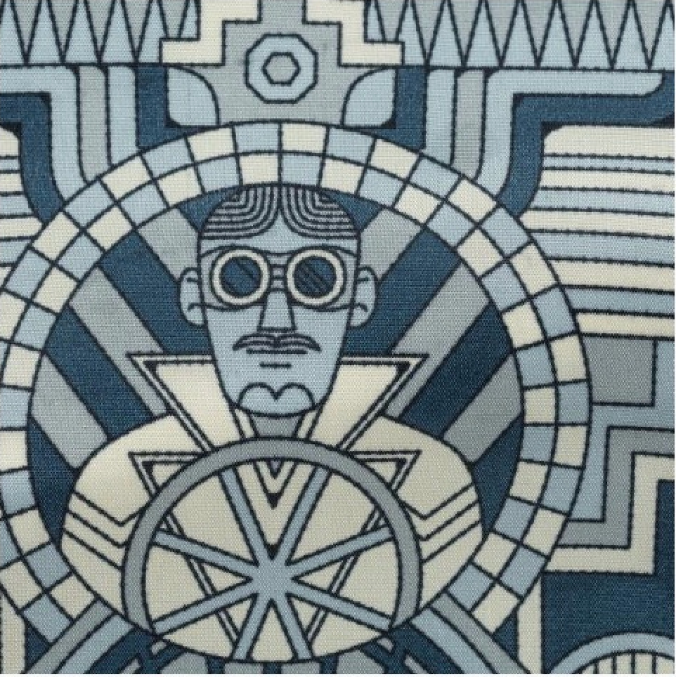 Fancy 467 Petrol with Storm Blue & Light Sand Geometric Design