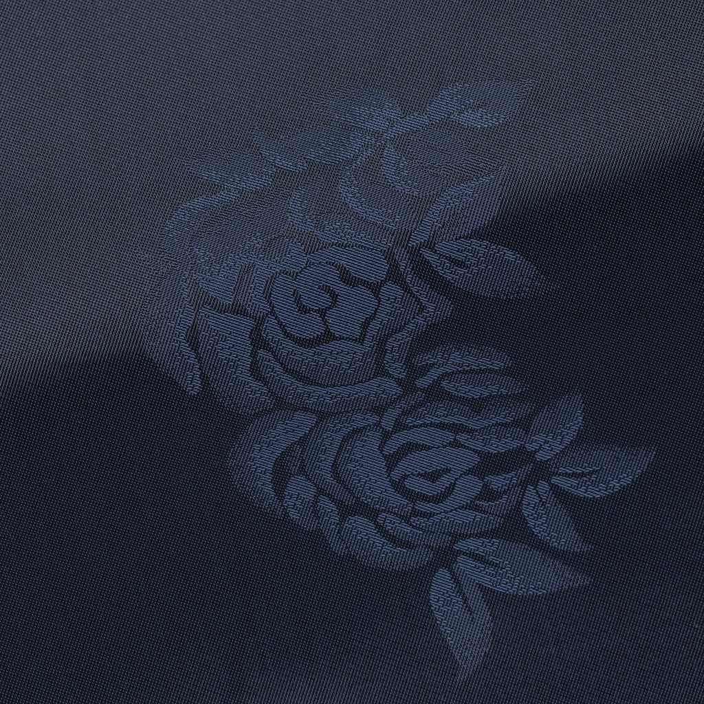 Fancy 469 Dark Blue Jacquard with Tonal Roses