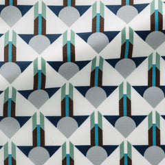 Fancy 486 White with Multi-Coloured Abstract Triangle Design