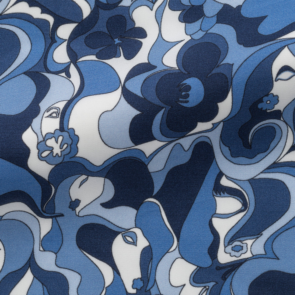 Fancy 506 Mixed Blue & Off White Graphic 70s Silhouettes and Florals