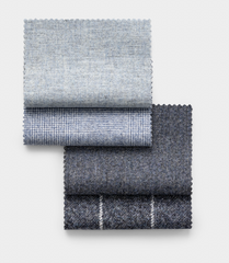 Ferla Dark Slate Blue Mélange Baby Alpaca & Merino Wool Flannel with Ice Grey Stripes