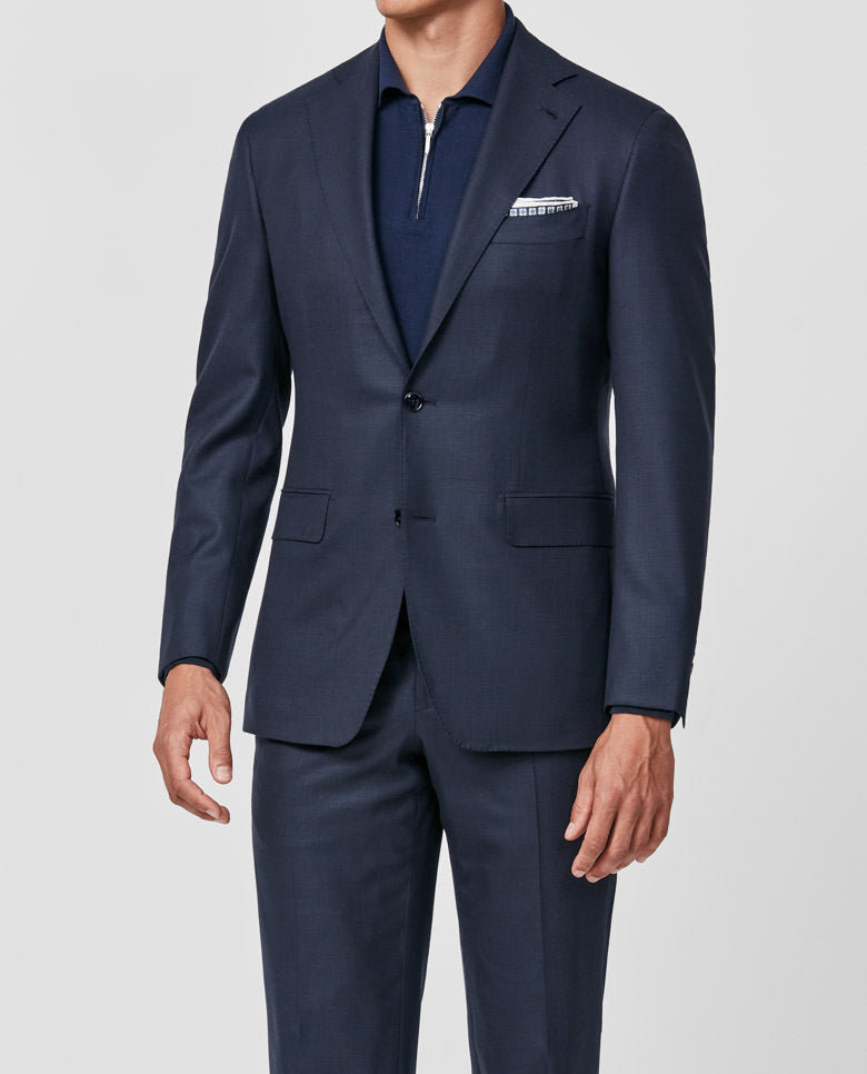 Barberis Canonico 365 Heavy Doppio Ritorto S120 Merino Wool Midnight Blue Sharkskin