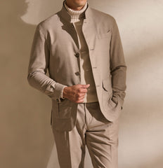 Carlo Barbera Light Beige Wool & Lycra Stretch Doppio Batavia Twill