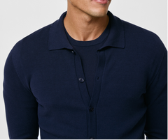 Bresciane Navy Blue Cotton & Silk Knit