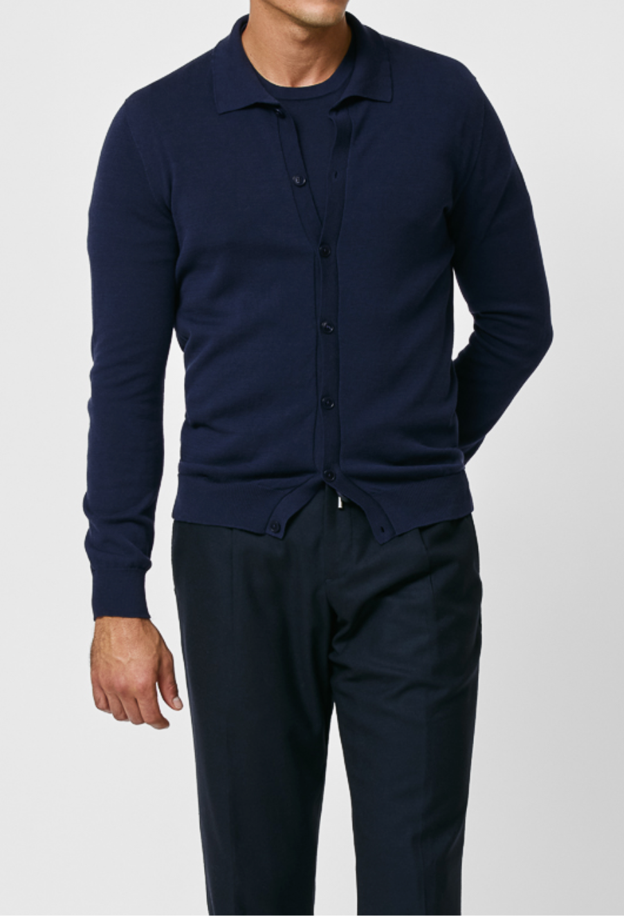 Bresciane Navy Blue Cotton & Silk Knit
