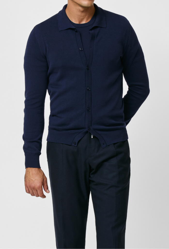 Bresciane Navy Blue Cotton & Silk Knit