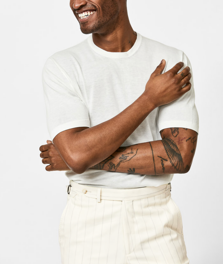 Bresciane White Cotton & Silk Knit