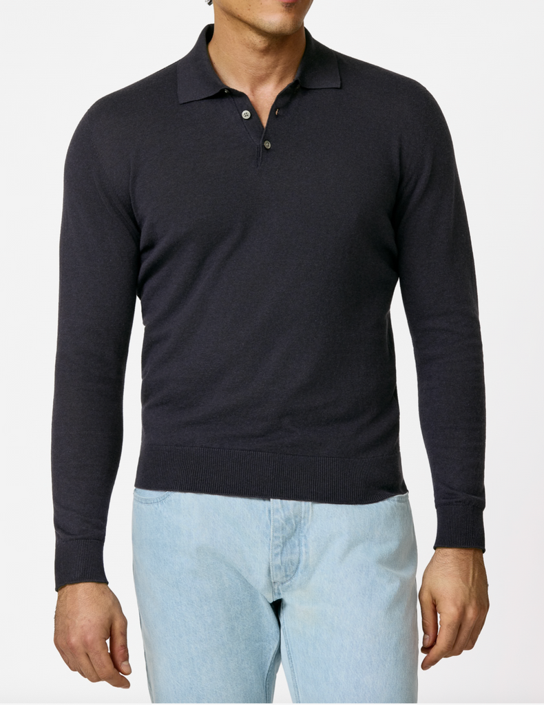Iafil Dark Slate Blue Melange Ultra-Fine Pure Pima Cotton