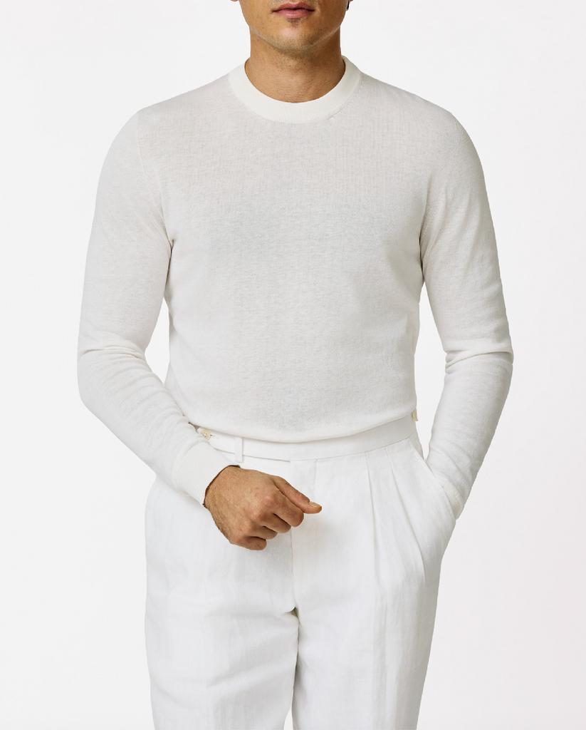 Servizi e Seta Off White Cotton & Silk Knit