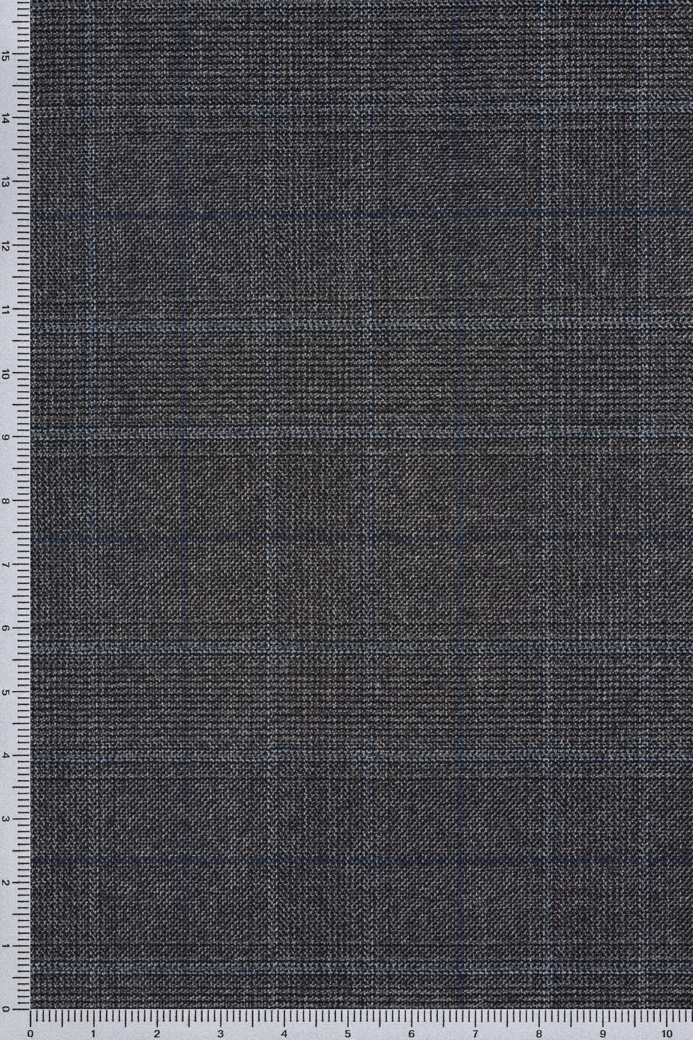 Loro Piana Tasmanian 100% Virgin Ultra-Fine S170's Merino Wool Mid Grey Glencheck & Two Blue Overcheck
