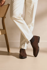 Formal Round Split Toe Bluchers Suede Chocolate Brown