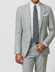 Carlo Barbera Stone Grey Merino Wool & Cashmere Flannel with Chalk Stripe