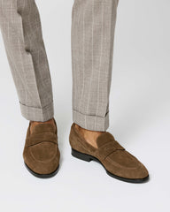 Formal Round Penny Loafer Suede Taupe