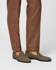 Formal Round Plain Toe Loafer Suede Taupe