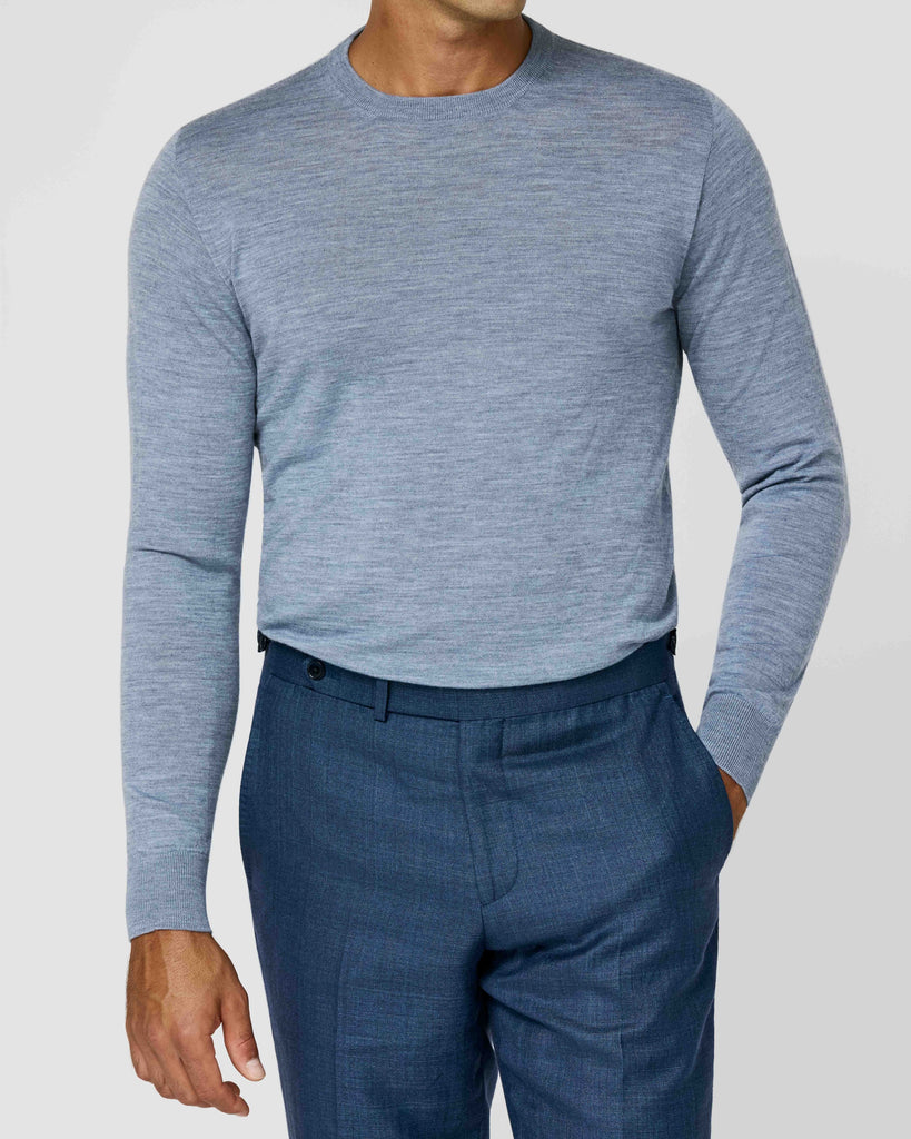 Loro Piana Light Slate Blue S160 Ultra-Fine Merino Wool