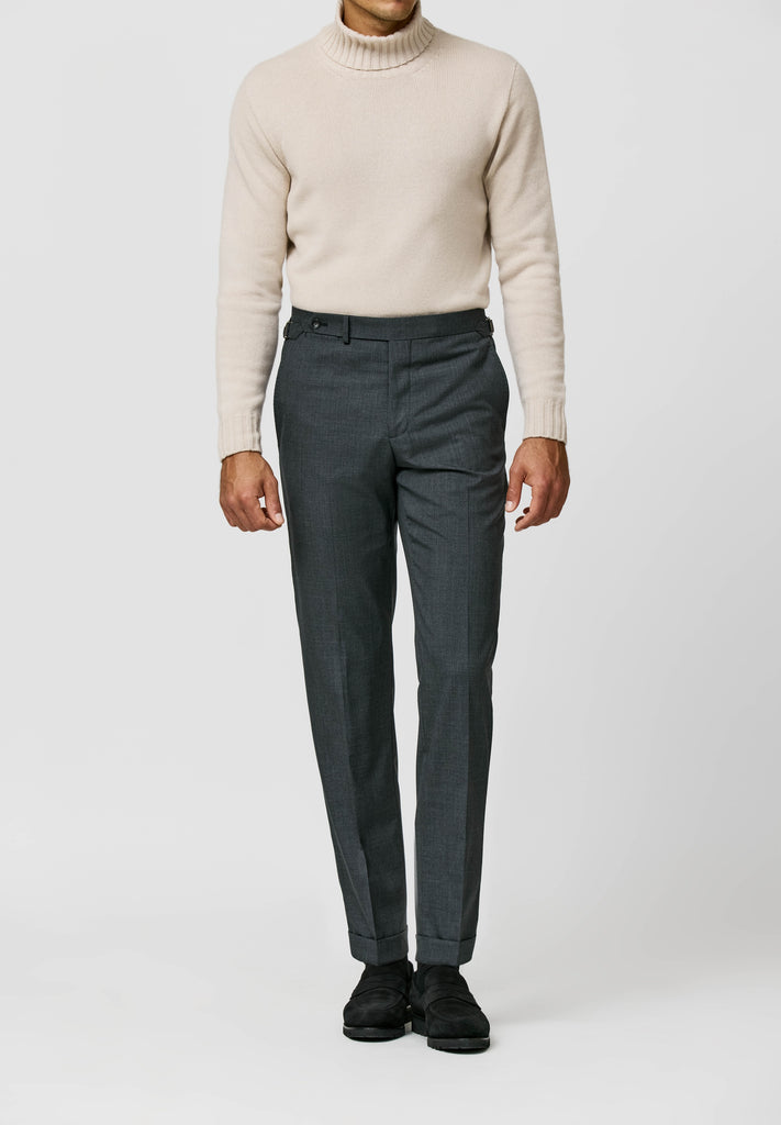 Trousers Barberis Canonico Anthracite Flannel S120 Merino Wool with Natural Stretch